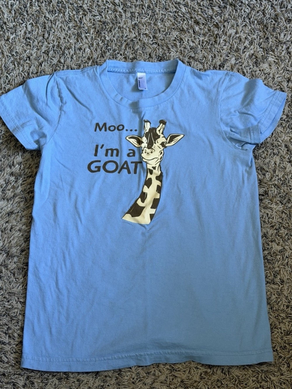 Moo…I'm a Goat Funny Random Cute Giraffe T-Shirt, Size M, Slim Fit Cotton Tee